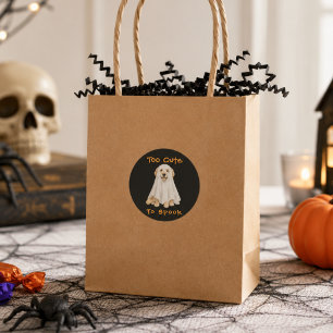 Sticker Rond Halloween Chien Fantôme Retriever Doré Mignon