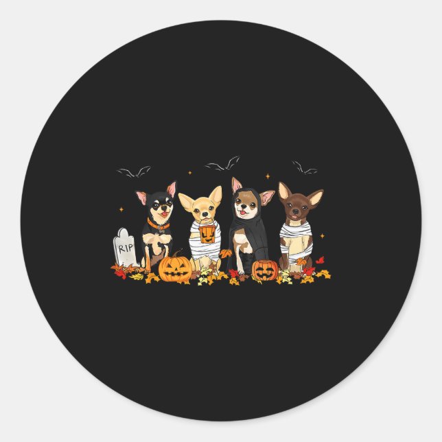 Sticker Rond Halloween Chihuahua Ghost Soky Chihuahua Lovers Do (Devant)
