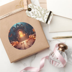 Sticker Rond Halloween Citrouille brillant