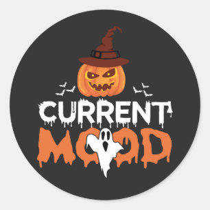 Sticker Rond Halloween Citrouille chauve-souris l'humeur actuel