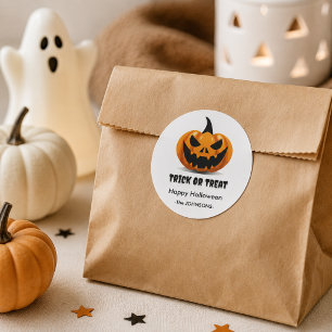 Sticker Rond Halloween Citrouille effrayante –