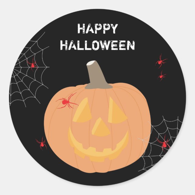 Sticker Rond Halloween Citrouille Happy Halloween (Devant)