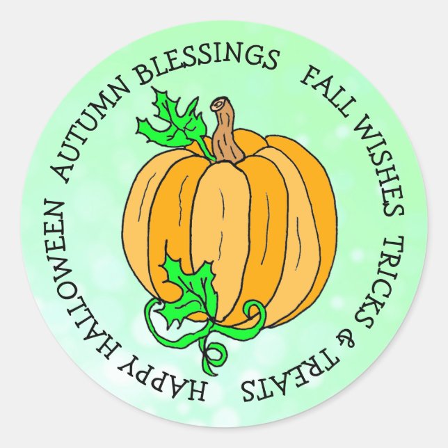 Sticker Rond Halloween Citrouille Lime Green Automne saison (Devant)
