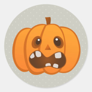 Sticker Rond Halloween Citrouille orange Jack-o'lanterne