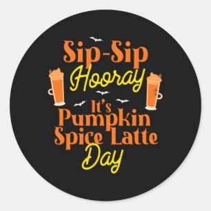Sticker Rond Halloween Citrouille Spice Latte Citrouille café a