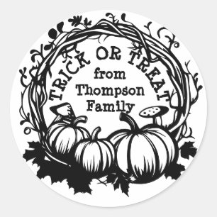 Sticker Rond Halloween Citrouille Wreath Trace ou traitement