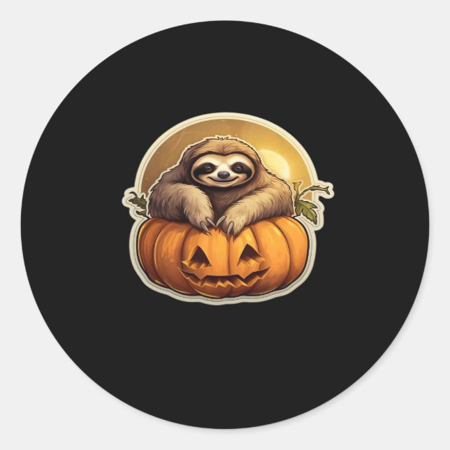 Sticker Rond Halloween classique à thème Sloth T-Shirt_1 (Devant)