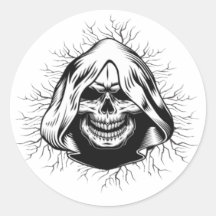 Sticker rond Halloween classique Skull Skeleton
