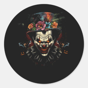 Sticker Rond Halloween Clown Clown effrayant Masque Horreur Fac