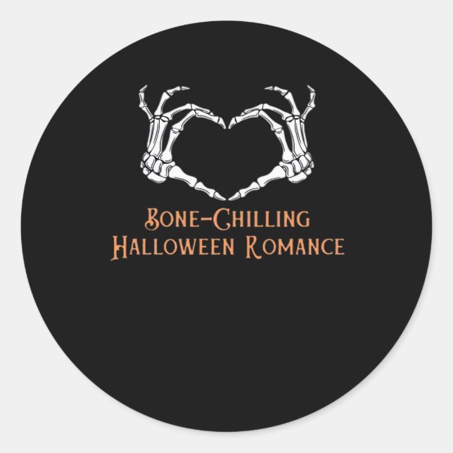 Sticker Rond Halloween Coeur hanté Skeletal Bone Chilling Cla (Devant)