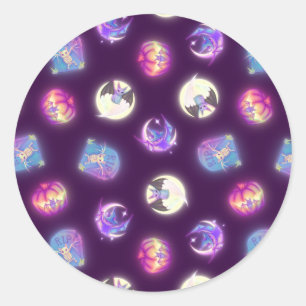 Sticker Rond Halloween coloré chauves-souris Dessin Motif