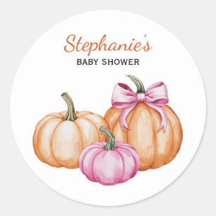 Sticker Rond Halloween Coquette Bow Citrouille Baby shower Éffr