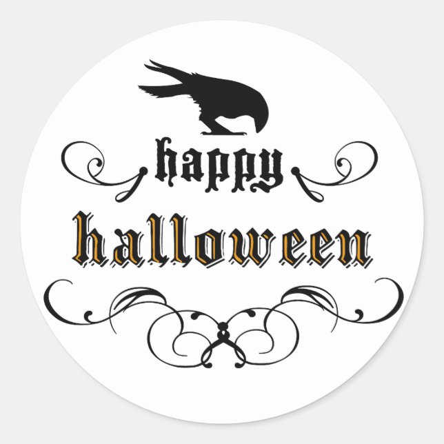 Sticker Rond Halloween - Corbeau (Devant)