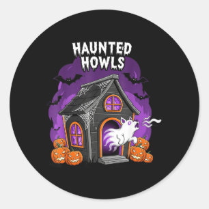 Sticker Rond Halloween Costume de Hurlements Hantés Chien Fantô