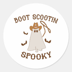 Sticker Rond Halloween Cowboy Boot Scootin Éffrayant