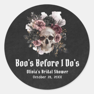 Sticker Rond Halloween Crâne Boo's Before I Do's Enterrement de