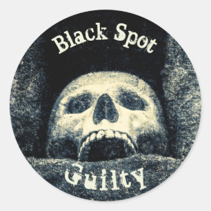 Sticker Rond Halloween Crâne Noir Spot Coupable