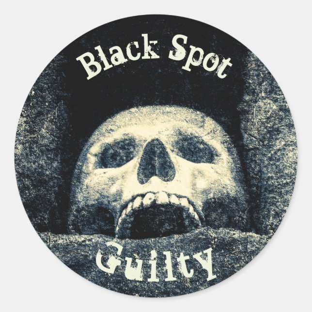Sticker Rond Halloween Crâne Noir Spot Coupable (Devant)