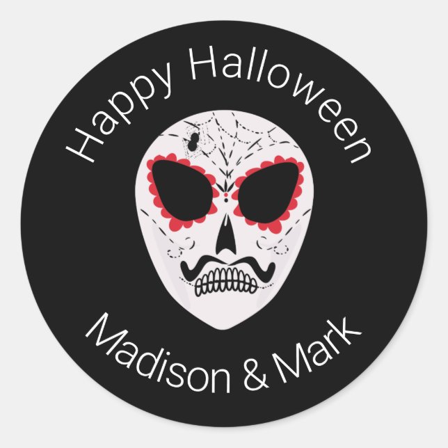 Sticker Rond Halloween crâne sucre Favoriser (Devant)