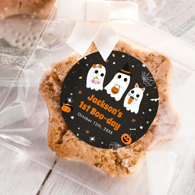 Sticker Rond Halloween Cute Ghost 1er Anniversaire Spooktaculai (Créateur téléchargé)
