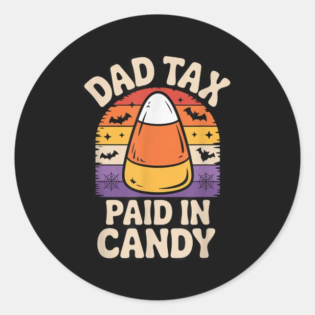Sticker Rond Halloween Dad Tax Paid In Candy Corn  (Devant)