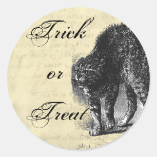 Sticker Rond Halloween de chat pétrifié