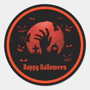 Sticker Rond Halloween de la lune de cimetière