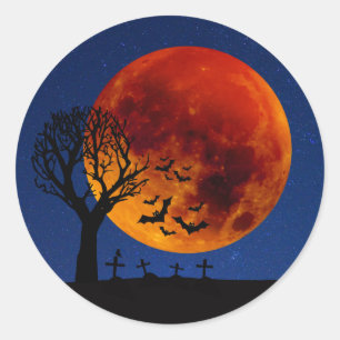 Sticker Rond Halloween de la lune de récolte