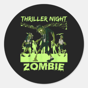 Sticker Rond Halloween de la nuit de thriller danser Zombie