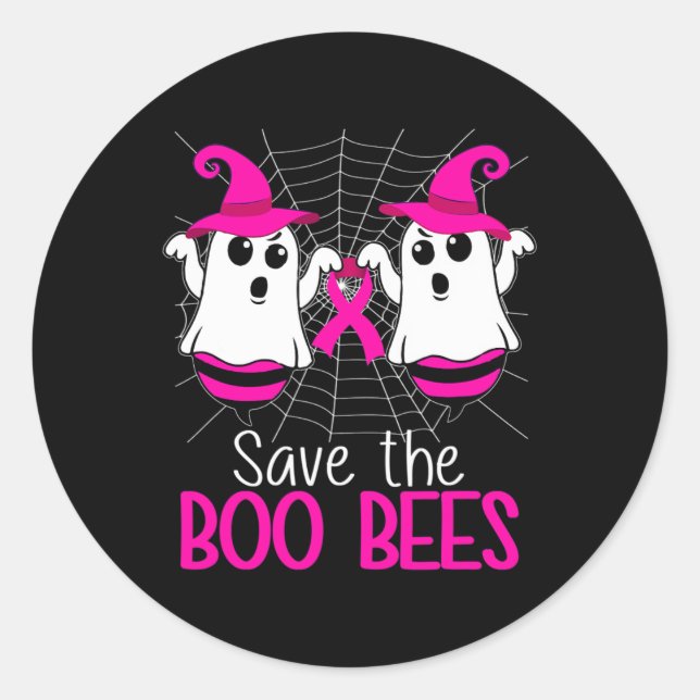 Sticker Rond Halloween de sensibilisation au cancer du sein che (Devant)