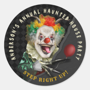 Sticker Rond Halloween Déplaisant Clown Adult Sccus Party