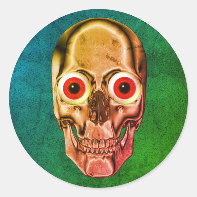 Sticker Rond Halloween déplaisante face crâne (Devant)
