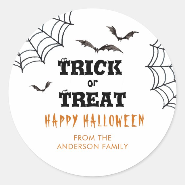 Sticker Rond Halloween des chauves-souris à queue ou à traiter (Devant)