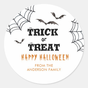 Sticker Rond Halloween des chauves-souris à queue ou à traiter