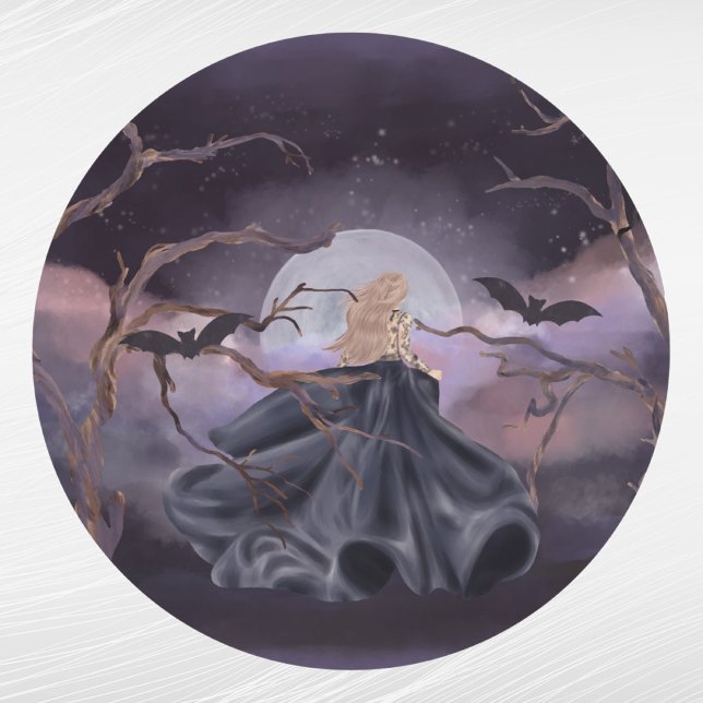Sticker Rond Halloween des chauves-souris sorcières (Créateur téléchargé)