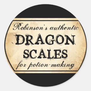 Sticker Rond Halloween dragon vintage apothecaire écailles étiq