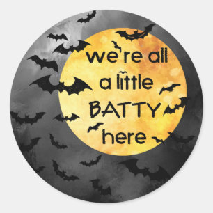 Sticker Rond Halloween drôle Dire chauves-souris Batty