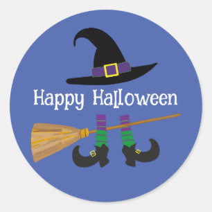 Sticker Rond Halloween drôle mignonne sorcière