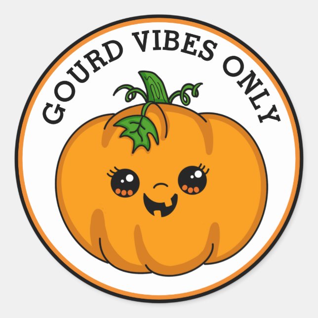 Sticker Rond Halloween drôle | Vibes gourdes uniquement | CITRO (Devant)