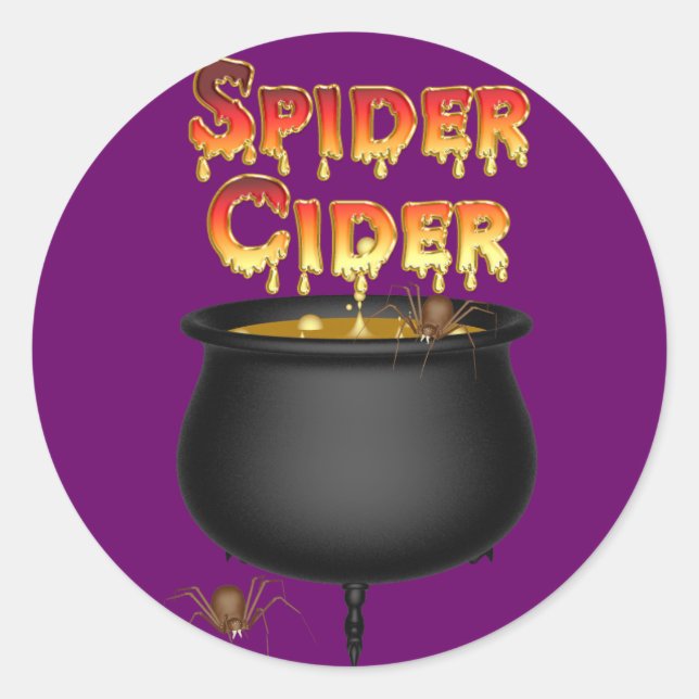 Sticker Rond Halloween du cidre d'araignée KRW (Devant)