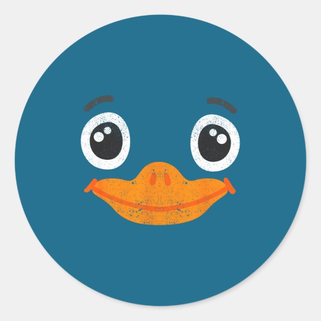 Sticker Rond Halloween Duck Face Costume Animals Cute Easy Duck (Devant)