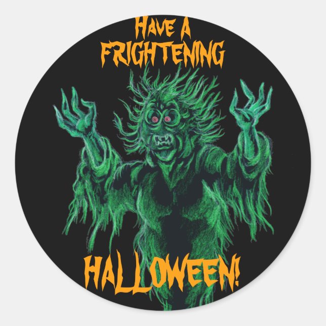 Sticker Rond Halloween effrayant ! (Devant)