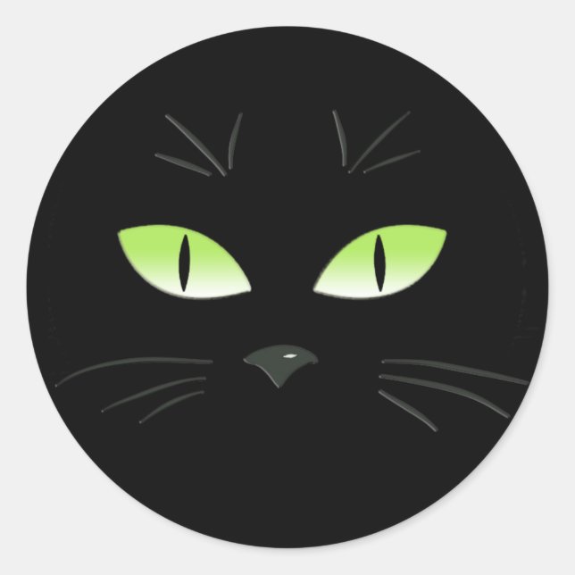 Sticker Rond Halloween Éffrayant Chat noir (Devant)