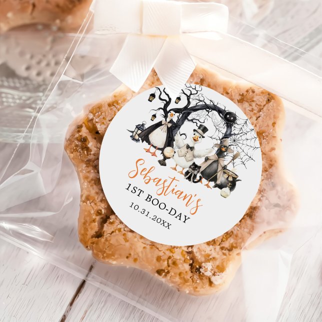 Sticker Rond Halloween Éffrayant Goose 1er Anniversaire (Créateur téléchargé)