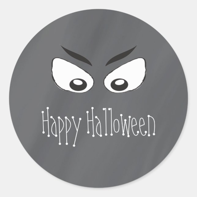 Sticker Rond Halloween Éffrayant noir et blanc yeux d'horreur (Devant)