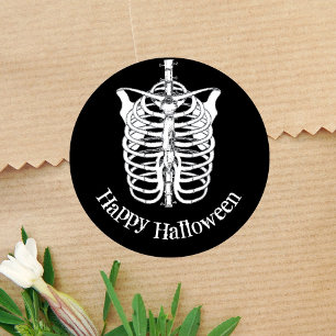Sticker Rond Halloween éffrayant squelette heureux