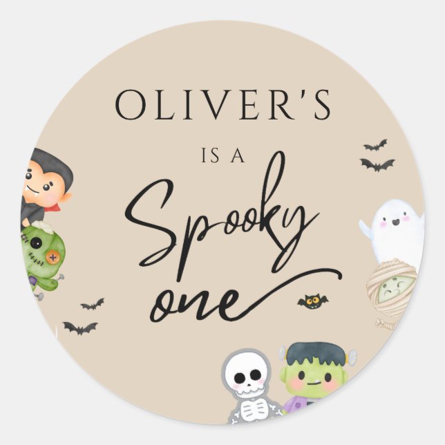 Sticker Rond Halloween Éffrayant Un 1er Anniversaire Favoriser  (Devant)
