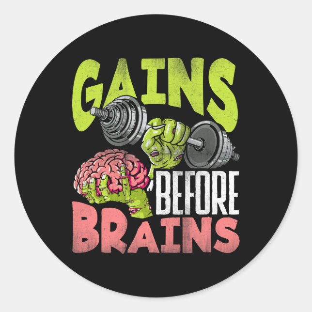 Sticker Rond Halloween Exercice Zombie Gains de poids avant (Devant)