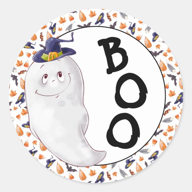 Sticker Rond Halloween fantaisiste fantaisiste Boo (Devant)
