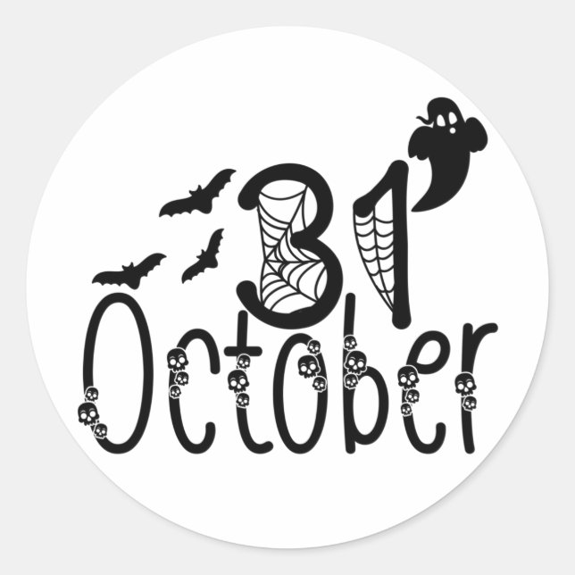 Sticker Rond Halloween fantôme éffrayant 31 octobre (Devant)